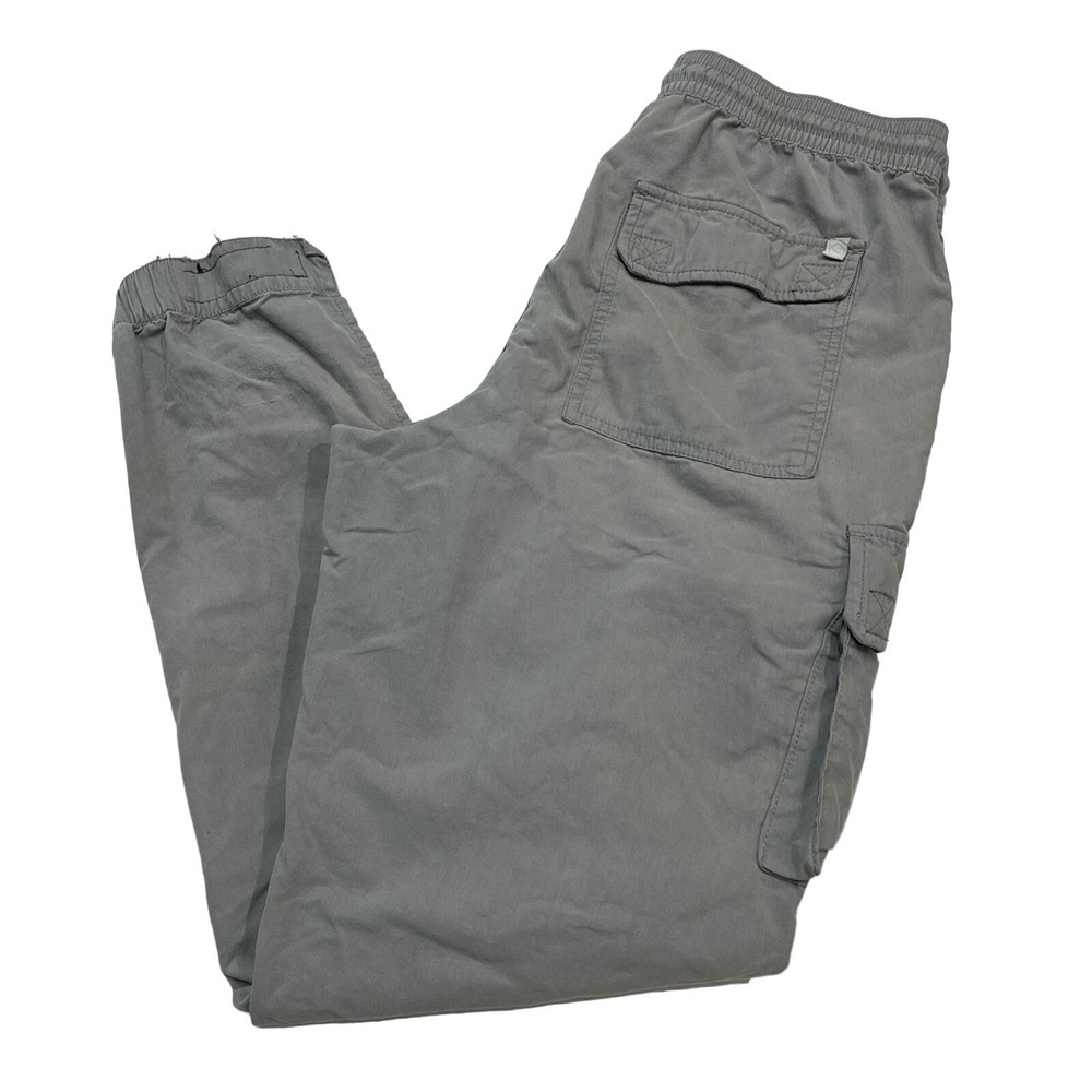 Gray Cargo Jogger Pants Elastic‎ Waist Drawstring Utility Standard Cloth Size M